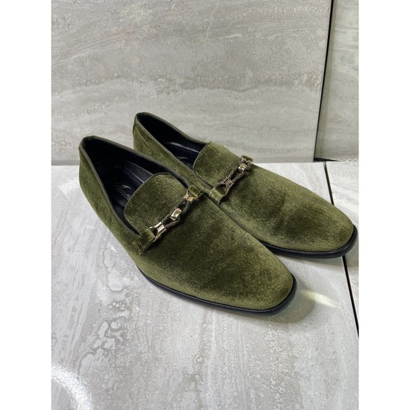 amali Shoes Amali Velvet Mens Slipon Shoes With Gold Chain Ornament